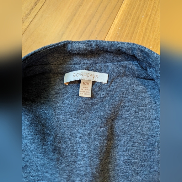 Bordeaux faux leather sleeve cropped open front cardigan - Picture 4 of 7